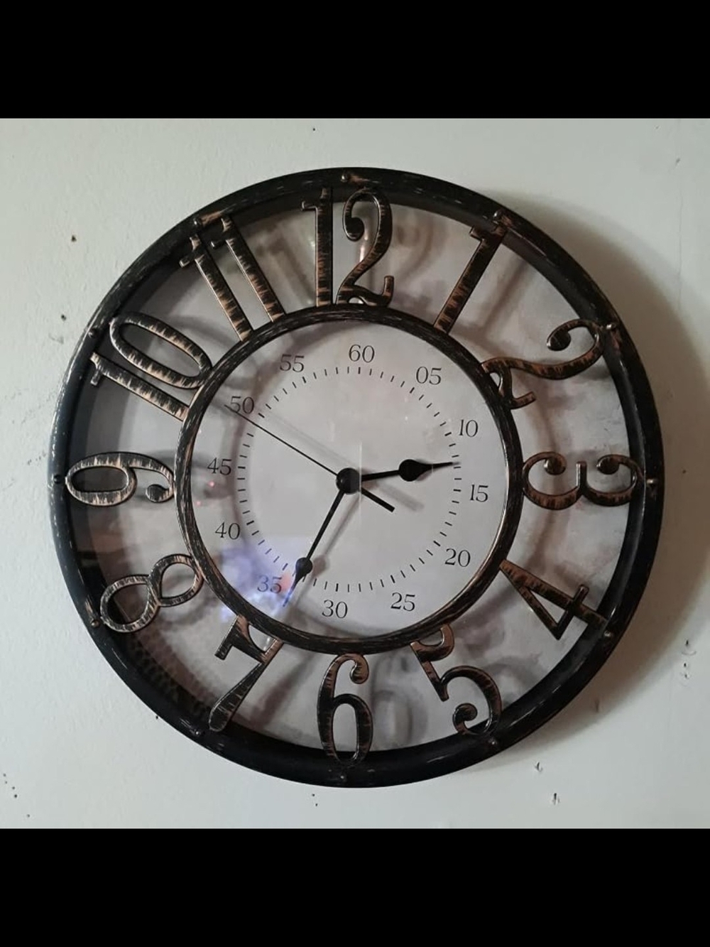 Rustic Black and Bronze Wall Clock - Home Wall Decor